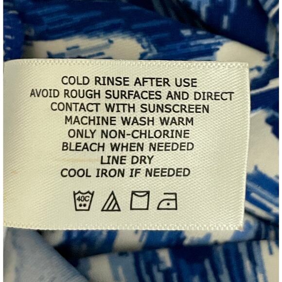 Coolibar Blue Geometric Print Jersey Dress Medium Long Sleeve UPF 50+ Beach Pool - Picture 8 of 9